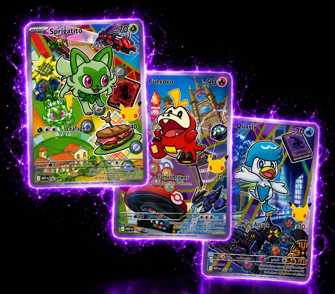 Pokémon First Partner Illustration Collection Series 3 met 3 oversized promokaarten, 2 boosterpacks en een Pokémon sticker.